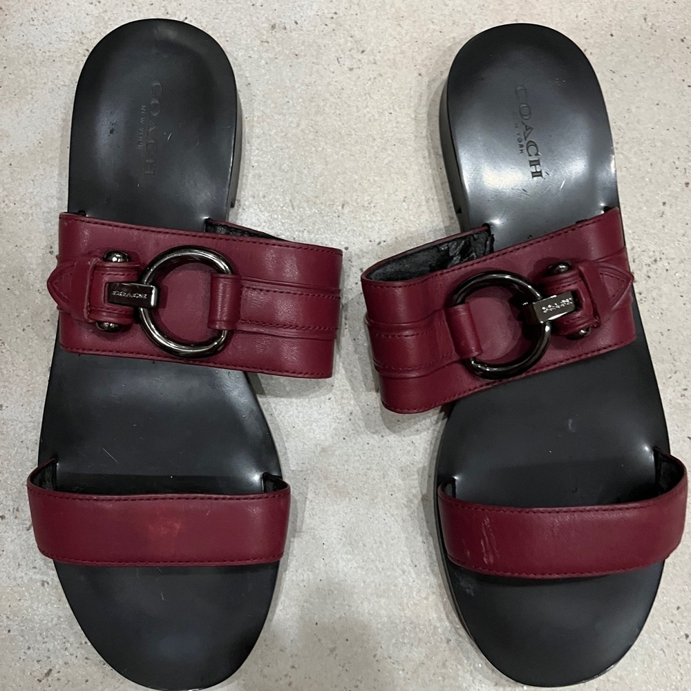 Coach Women's Red Slide Sandals